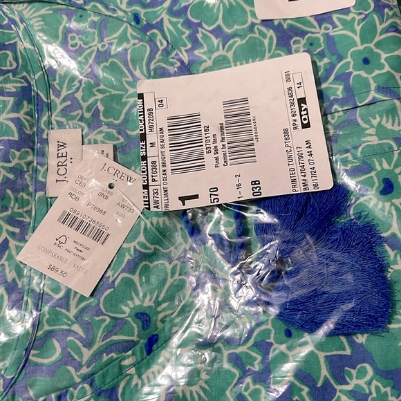 J. CREW Swimsuit Coverup Brilliant Ocean Bright Print Beach Tunic NWT - Picture 5 of 6
